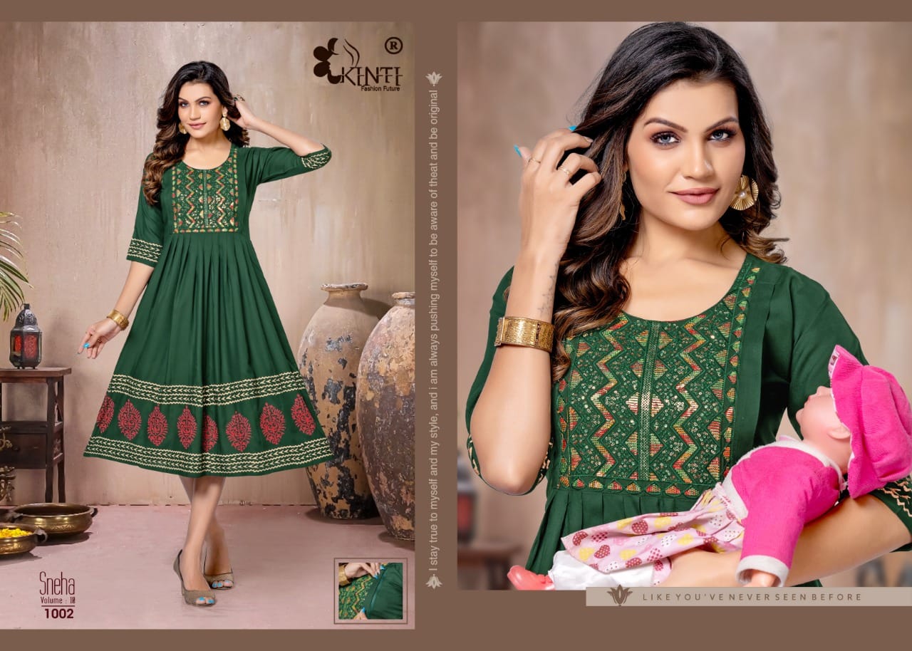 Kinti Sneha Volume 10 Daily Wear Wholesale Printed Feeding Kurtis
